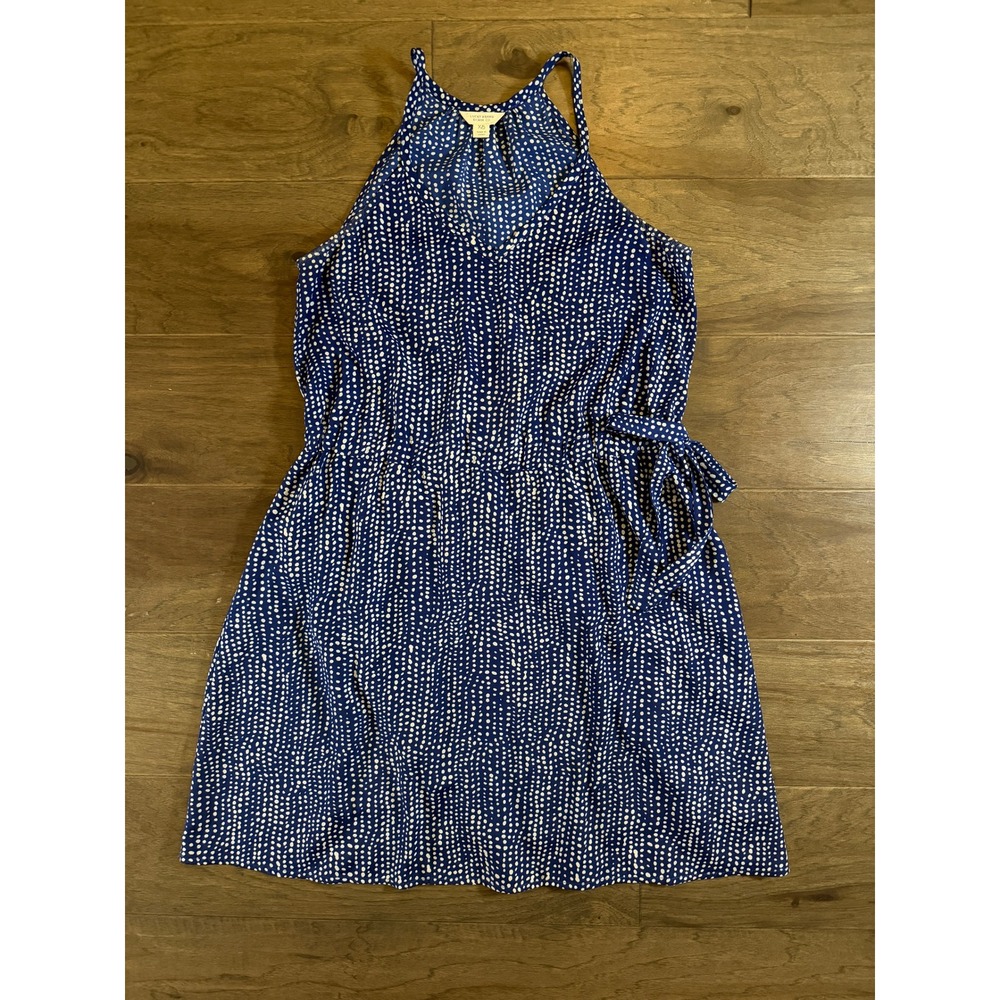 Lucky Brand Womens Blue White Dotted Halter Neck Elastic Waist Dress XS